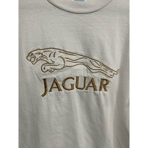 Jerzees Jaguar Embroidered T-Shirt White Sz Large Crewneck Short Sleeve Casual - Picture 4 of 9